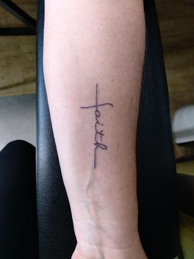 Explore angel memorial tattoo ideas, creative tattoo ideas in Seymour, available at Popseys Electric Tattooing Co.