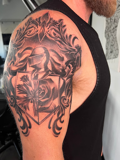 Explore forearm tattoo filler ideas, creative tattoo ideas in Montgomery, available at Flying Eye Tattoo Studio