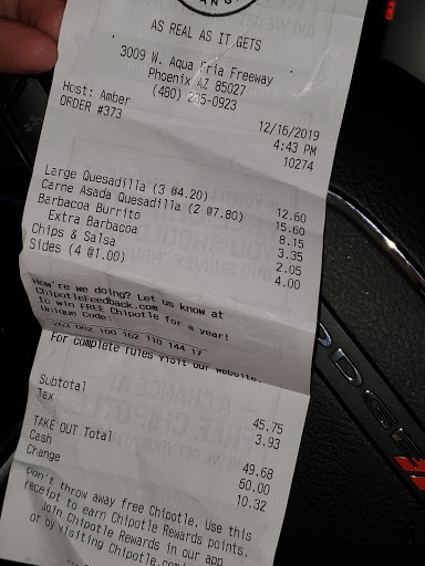 Mexican Restaurant «Chipotle Mexican Grill», reviews and photos, 3009 Agua Fria Fwy #1, Phoenix, AZ 85027, USA