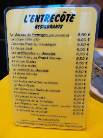 Restaurant français L'Entrecôte à Nantes (la carte)