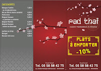 Menu / carte de Pad Thai à Dax