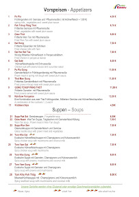 Carte du Rainbow Garden Thai Restaurant à Heusenstamm