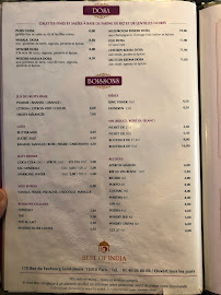 Best of India à Paris menu