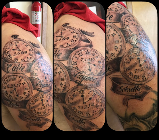 Explore full leg sleeve tattoo ideas, creative tattoo ideas in Vermillion, available at IKTOMI-INK Tattoo Experience