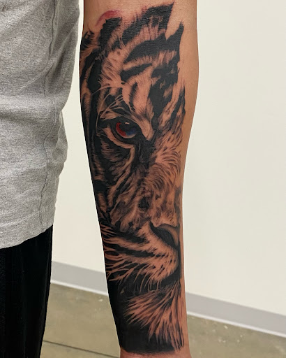 Explore tattoo ideas lion, creative tattoo ideas in Hutto, available at Upside Tattoo