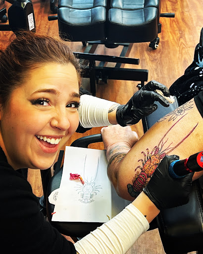 Explore 1 4 sleeve tattoo ideas, creative tattoo ideas in Cocoa, available at Rorschach Tattoo Shop and Piercing Studio