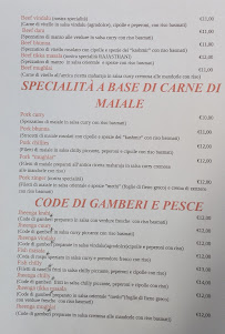 Carte du Ristorante Indiano Tajmahal à Borgo Valsugana