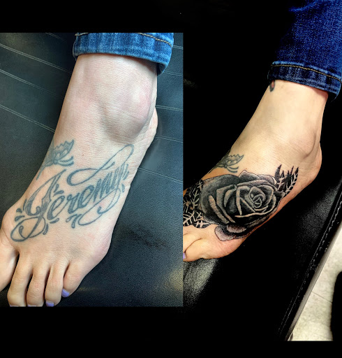 Explore calf tattoo ideas male, creative tattoo ideas in Hudson Falls, available at ALTERED ADDICTION TATTOOS