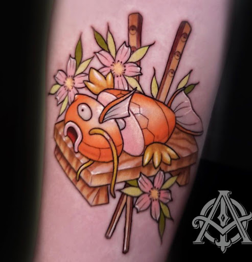 Explore skull sleeve tattoo ideas, creative tattoo ideas in Prescott, available at BlackGold Tattoo