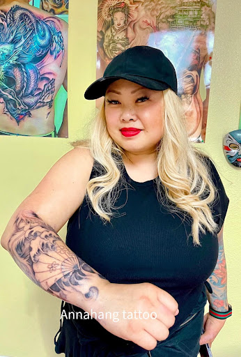 Explore mens family sleeve tattoo ideas, creative tattoo ideas in Garden Grove, available at Anna Hang Tattoo