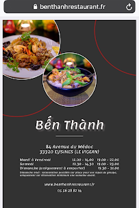 Restaurant Ben Thanh à Eysines menu