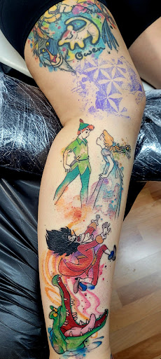 Explore ocean sleeve tattoo ideas, creative tattoo ideas in Benton, available at Spectrum Tattoo