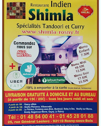 Restaurant indien Shimla à Rosny-sous-Bois - menu / carte