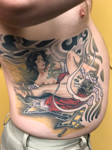 Explore lake tattoo ideas, creative tattoo ideas in Addison, available at Cat Tattoo