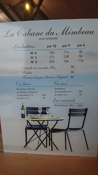 La Cabane du Mimbeau à Lège-Cap-Ferret menu