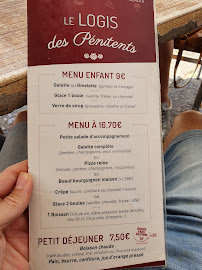 Le logis des pénitents à Saint-Guilhem-le-Désert menu