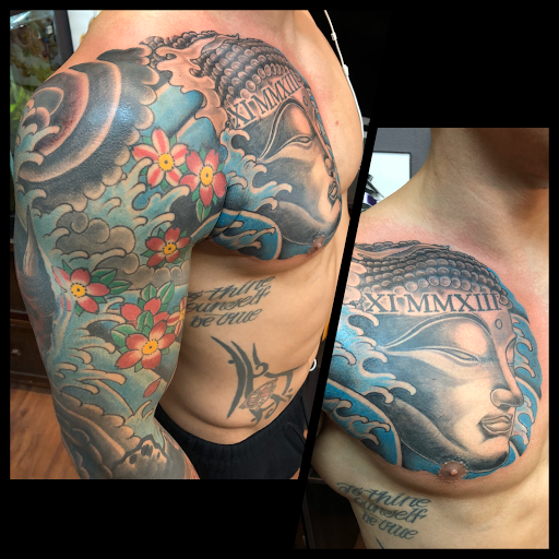 Explore sun tattoo ideas for guys, creative tattoo ideas in Laredo, available at Horikawa Tattoo & Piercing Studios