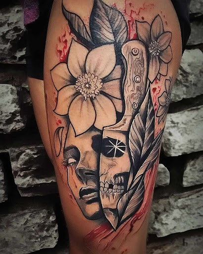 Explore psychedelic mushroom tattoo ideas, creative tattoo ideas in Redding, available at Dominant Ink