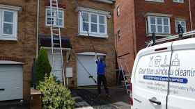 Clear blue window cleaning