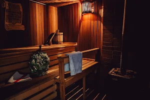 Sauna on shore image