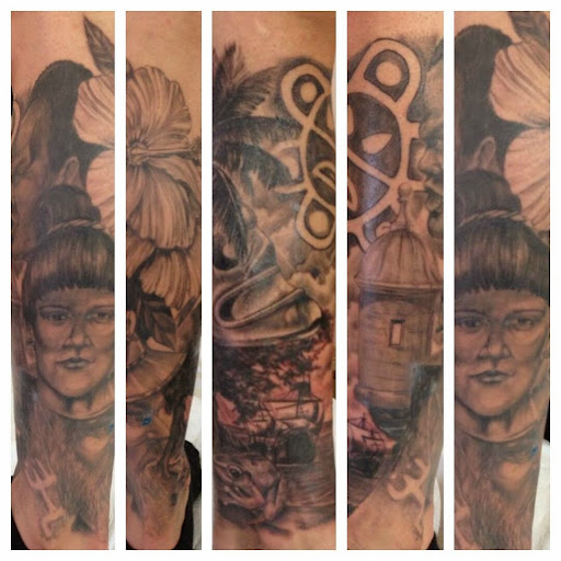 Explore arm florida tattoo ideas, creative tattoo ideas in Langhorne, available at Artists of Blue Velvet Tattoo