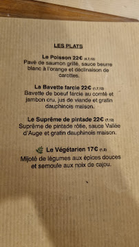 Menu du Table 10 à Valence