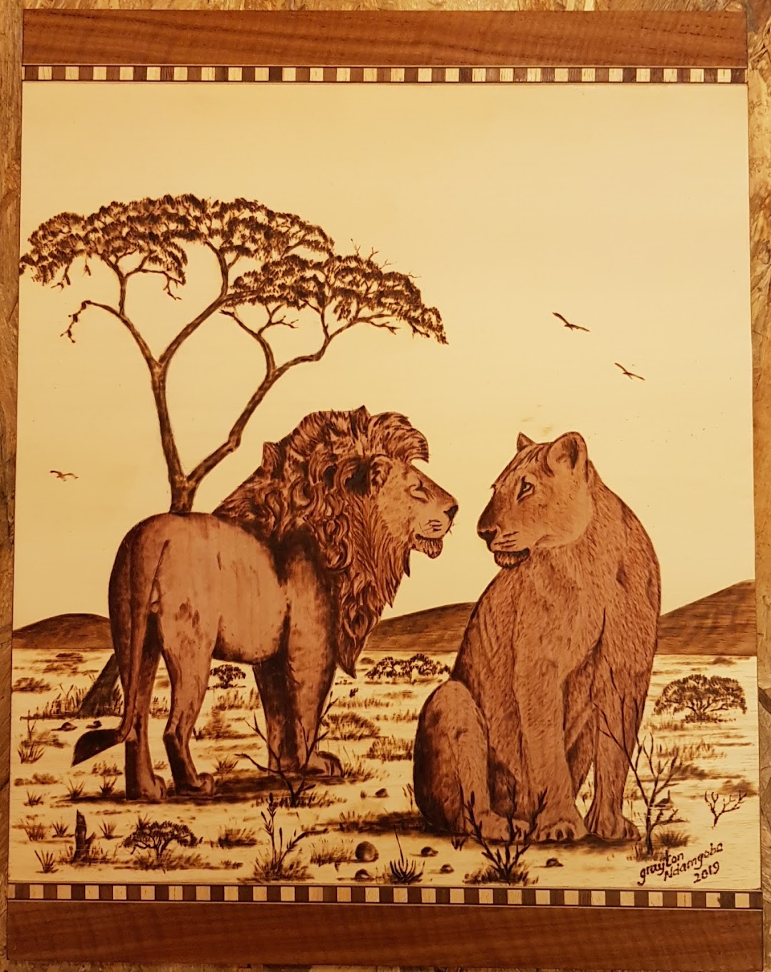 Karibu Afrika leather Pyrography