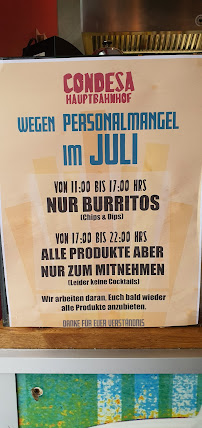 CONDESA - Authentic Mexican Taste - Bahnhofplatz 5 à Munich menu