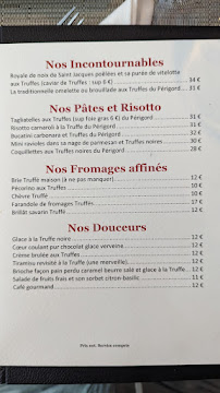 Restaurant Truffes Folies à Paris (le menu)