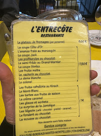 L'Entrecôte à Lyon menu