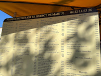 Restaurant Bistrot de Marius à Le Lavandou (le menu)