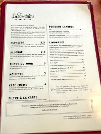 La Fontaine à Paris menu