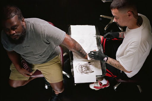 Explore male thigh tattoo ideas, creative tattoo ideas in Brooklyn, available at Don Vano by the Verrazzano