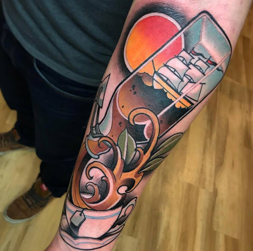 Explore gone fishing tattoo ideas, creative tattoo ideas in South Boston, available at Seaport Tattoo Company