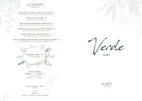Restaurant Verde à Paris (la carte)