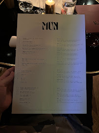 Mun à Paris menu