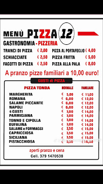 Menu du Pizza 12 à Bagheria