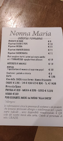 Nonna Maria à Milan menu