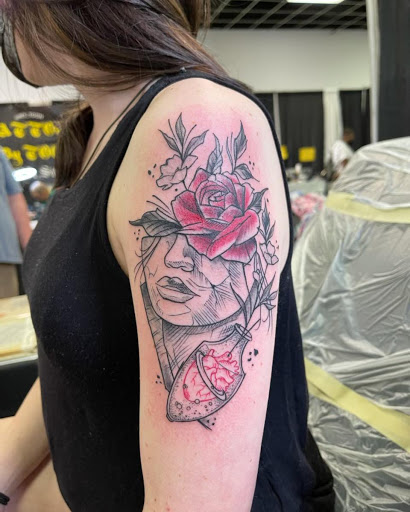 Explore dancing tattoo ideas, creative tattoo ideas in Hoschton, available at The Golden Mantis Tattoo & Piercing