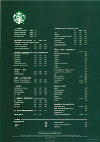 Menu / carte de Starbucks Pathé Gare Du Sud à Nice