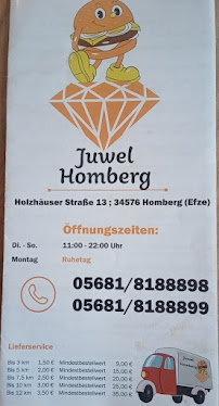 Menu / carte de Juwel Homberg à Homberg