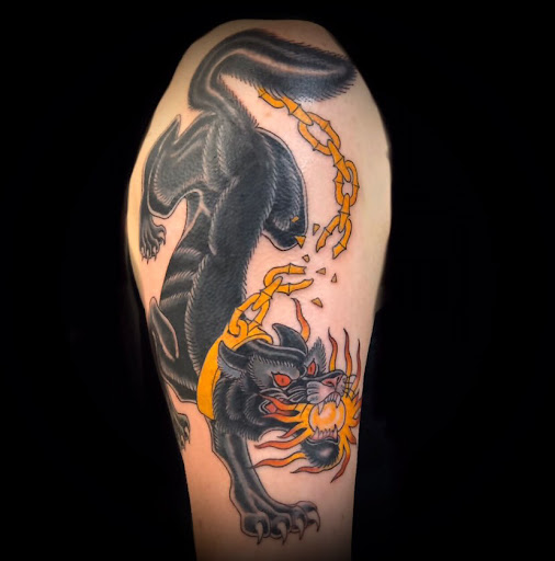 Explore shoulder arm tattoo ideas, creative tattoo ideas in Goose Creek, available at Red Kirin Tattoo