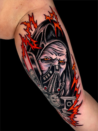 Explore patchy tattoo ideas, creative tattoo ideas in Johnson City, available at Gold Cross Tattoo Co.