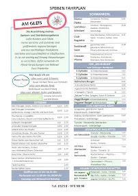 Menu / carte de Bistro Am Gleis à Bad Driburg