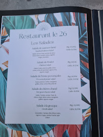 Restaurant Le 26 à Avignon menu