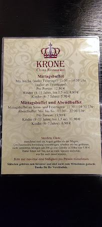 Krone China Restaurant à Seesen menu