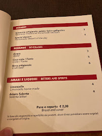 Restaurant de fruits de mer Da Clara à Gallipoli (le menu)