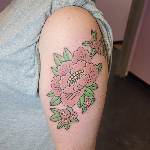 Explore retro tattoo ideas, creative tattoo ideas in Easley, available at Peach Pit Tattoo
