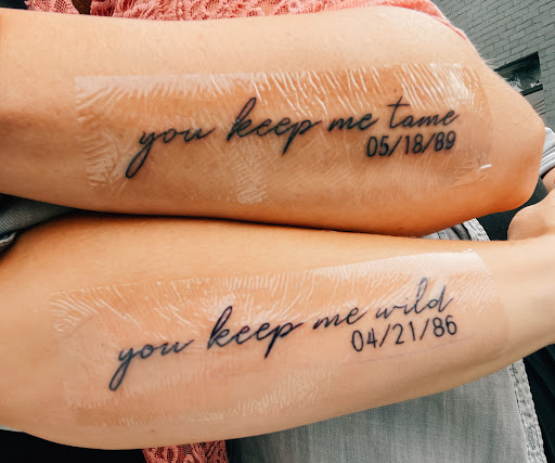 Explore couple his and her tattoo ideas, creative tattoo ideas in Nashville, available at Titan Tattoo