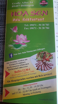Asia Restaurant Hoa Sen à Dillingen menu